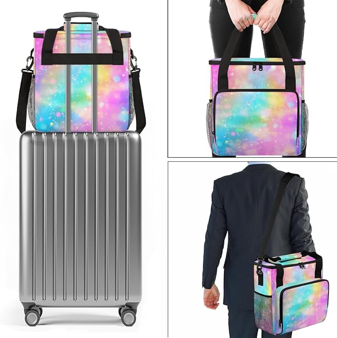 Glitter Coffee Maker Carrying Bag Pink Yellow Portable Travel Storage Tote Bag Compatible with K-Mini or K-Mini Plus Single Serve Coffee Brewer Carrying Case with Multiple Pockets &amp Shoulder Str