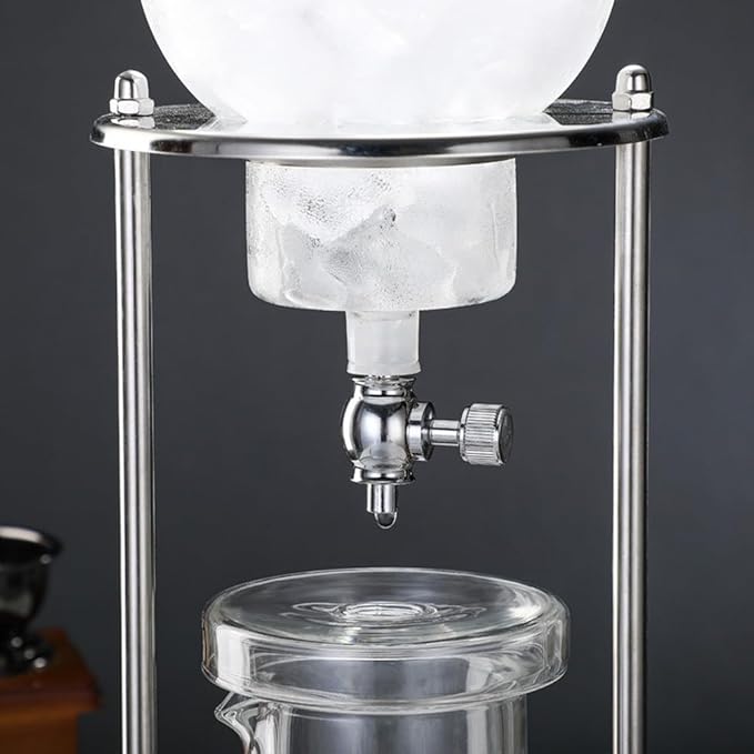 Cold Brew Coffee Maker 20OZ Iced Slow Drip Coffee Brewer Easy to Use and Clean Borosilicate Glass and Metal Base (Gold)