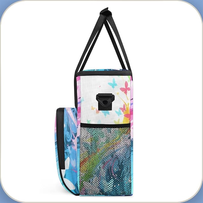 Dreamy Butterfly Coffee Maker Carrying Bag Watercolor Butterfly Travel Storage Bag Compatible with K-Mini or K-Mini Plus Single Serve Coffee Brewer Carrying Case with Pockets &amp Shoulder Strap