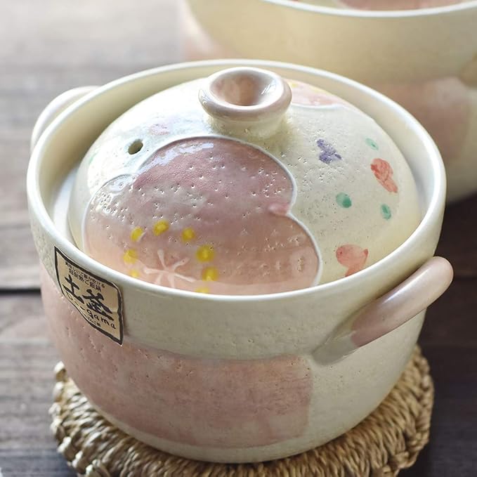 Earthenware Clay Rice PotJapanese Stone Rice CookerStove Stew PotHot PotCeramic Casserole with LidHeat Resistant Stock Pot for Steam Simmering F 2l (B 1L)