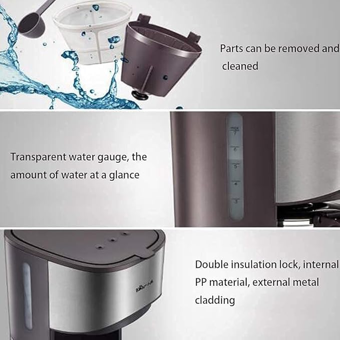 Coffee Machine Coffee Maker Home Small Automatic Coffee Maker Drip Teapot with Reusable Filter Warming Plate Coffee Potfor Home and Office