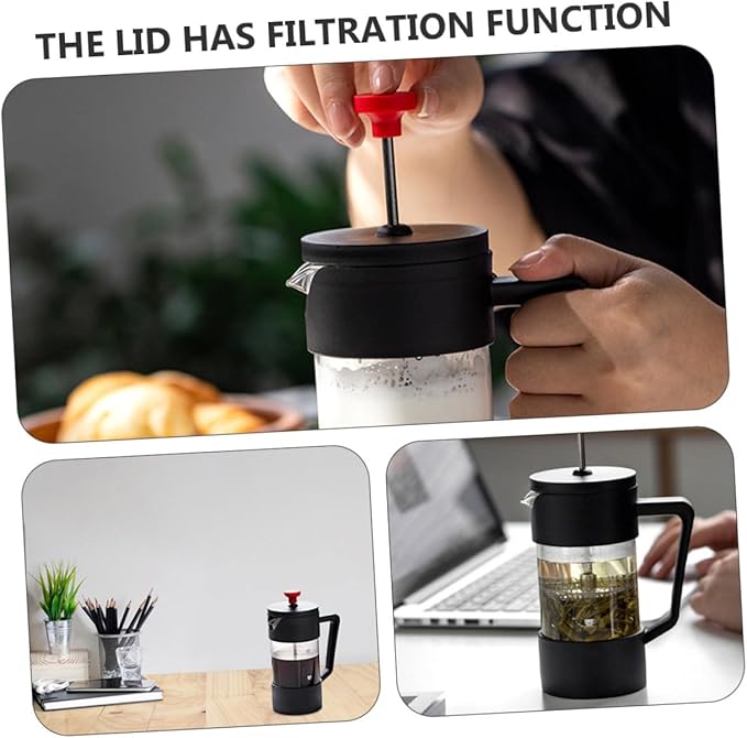 350ml Manual Press Coffee Maker Glass Coffee Pot with Stainless Steel Filter Heat-resistant Teapot for Home Brewing and Tea Preparation