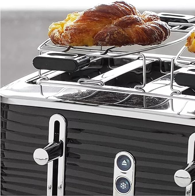 Retro Style 4-Slice Toaster with Variable Browning Control Bagel &amp Frozen Settings Black