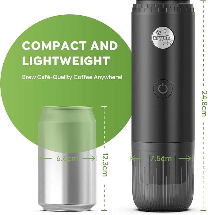 BENFUCHEN 3 in 1 Portable Electric Espresso Machine for Nespresso Capsule Travel Coffee Maker with Ground Coffee for Camping RV Hiking OfficeCar Coffee Maker Self-Heating with USB-C (Black)