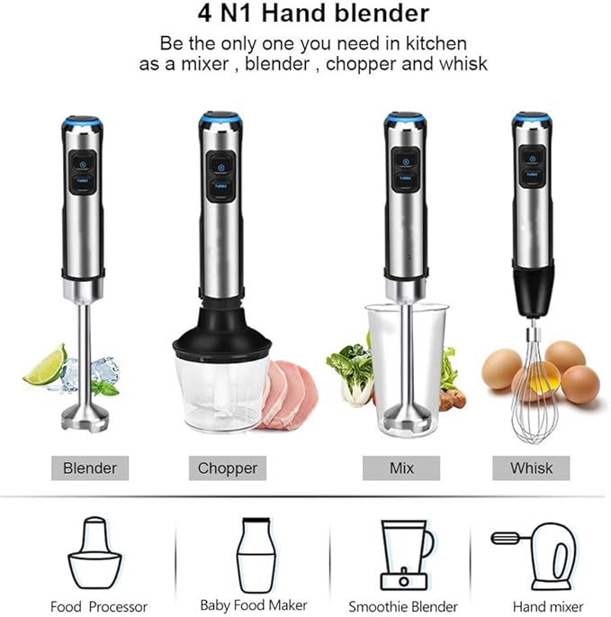 4 in 1 1500W Electric Stick Hand Blender Mixer Hand Immersion Egg Whisk Mixer Juicer Meat Grinder Food Processor