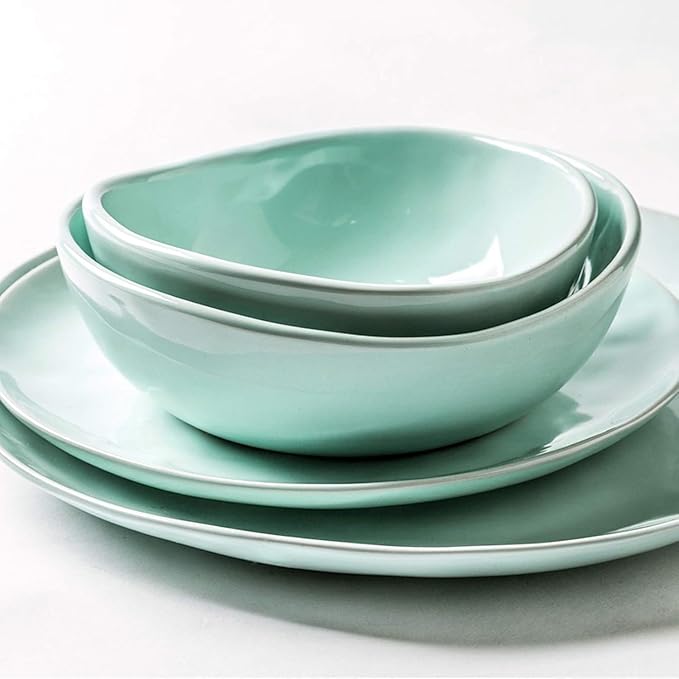 Dinnerware Set Dinnerware Sets Cereals Bowls And Steak Plates Sets | 30 Pieces Light Green Ceramics Dinner Combination Set For Wedding