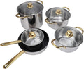 Asixxsix Stainless Steel Cookware Set Multifunctional Pots and Pans Set Fashionable Design Kitchen Induction Cookware with Glass Lids for Kitchen Cooking