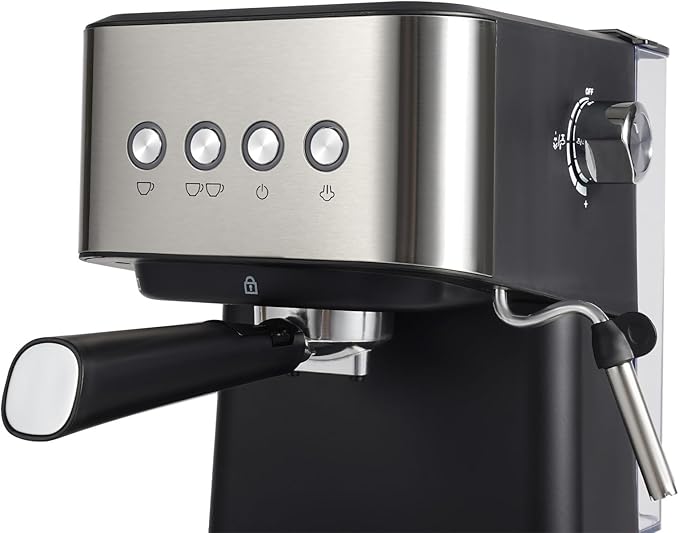 Semi-Automatic Espresso Coffee Machine Stainless Steel Small Drip Coffee Maker with Built-in Milk Frother and 15-20Bar Pump Single &amp Double Serve Coffee 110V 1050W