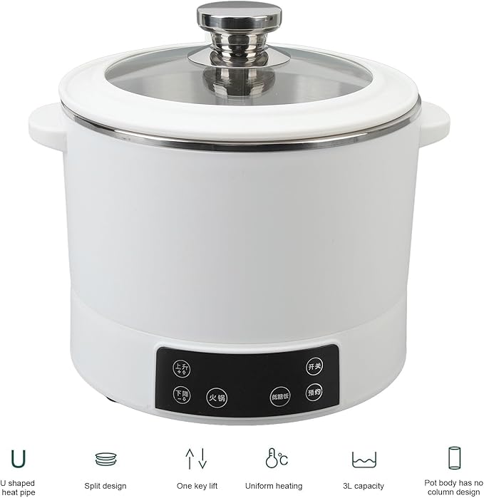 Rice Cooker 3L Mini Electric Rice Maker with Lifting Function Compact Food Steamer for Home Kitchen Resturant (US Plug110V)