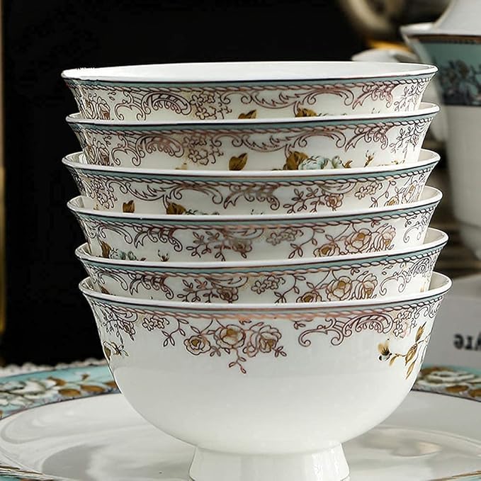 Dinnerware Sets Dish SetCeramics56-Piece Set Fine Bone China Porcelain Bowl and Plate Set Kitchen Tableware Gift