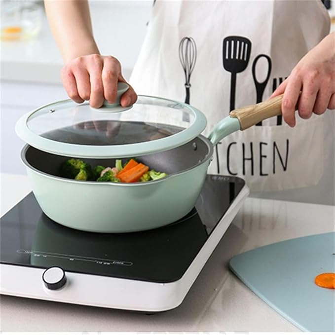 Pots and Pans Set 3pcs Cookware Set Gas Stove Induction Cooker Kitchen Non-Stick Frying Pan Wok Cooking Pot Kitchen Cooking Set(Small)