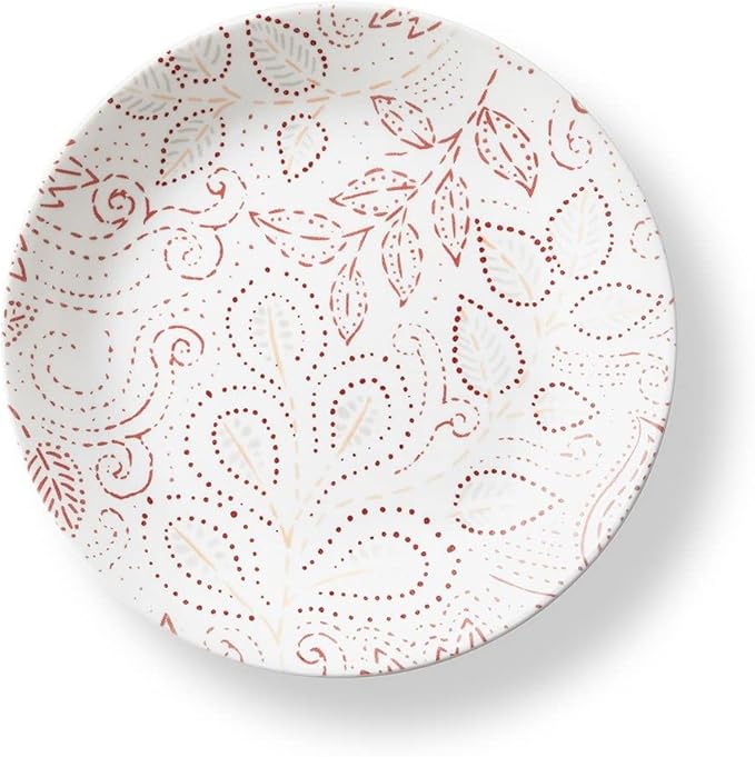 Corelle Leaf Stitch 12-Piece Dinnerware Set Service for 4 red