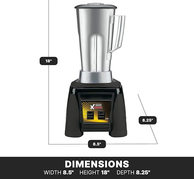 Waring Commercial MX1000XTS 3.5 HP Blender with Paddle Switches Pulse Feature and a 64 oz. Stainless Steel Container 120V 5-15 Phase Plug Black