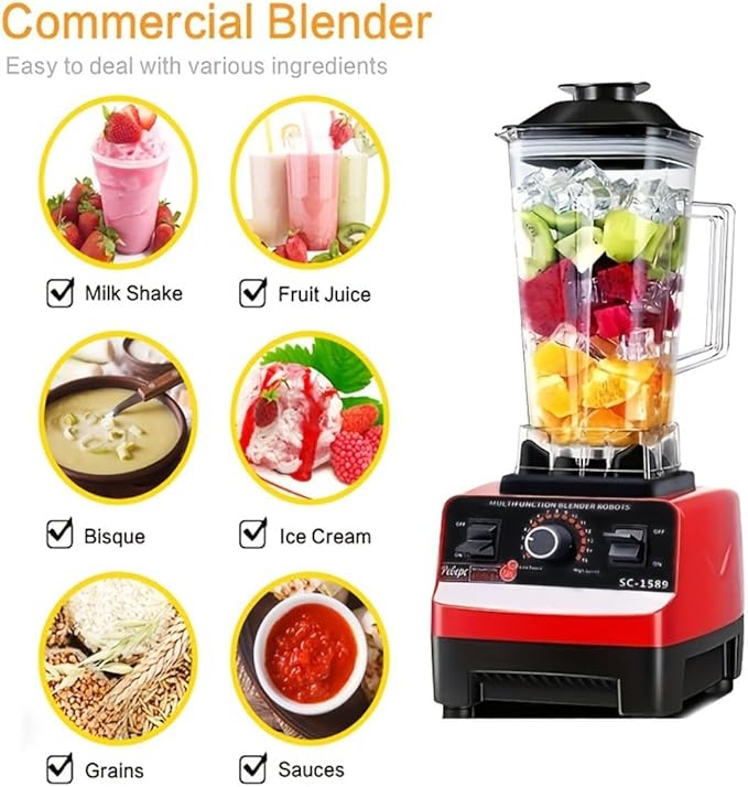 Blender1200W 8-Blade Blender for Kitchen - 67oz Large Capacity Smoothie Maker | 7-Speed Professional Ice Crusher with BPA-Free Pitcher | Space-Saving Design