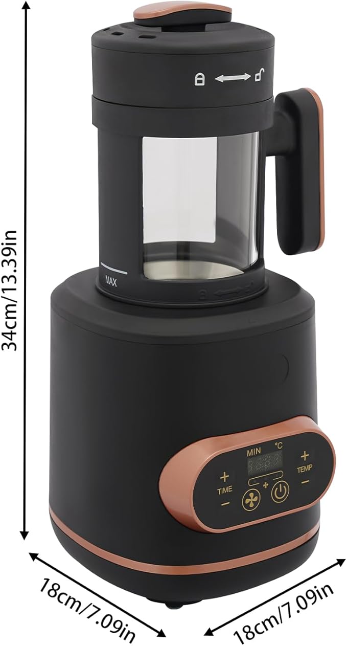 Electric Coffee Bean Roaster Machine 1500W Coffee Bean Roaster with LED display Push Button Model Intelligent Control Home Use or commercial