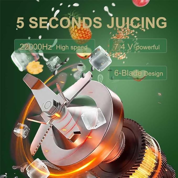 Portable Blender 500ml Personal with 6 Sharp Blades Rechargeable 5000mAh 18000-22000rpm Power for Shakes &amp Smoothies BPA Free for Kitchen Office Gym Hiking (pink)