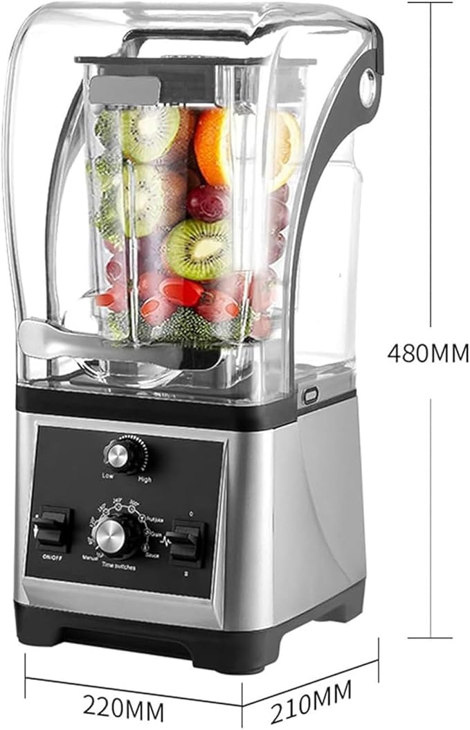 Noise-Reducing Blender with a Soundproof Cover Silent Countertop Juicer/Blender 3-Second Quick Ice Crushing for Puree Milkshake Juice Drink and Ice with Silent Cover(Gray)