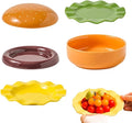 Burger Plate Set - Stackable Ceramic Dinnerware | Cute Appetizer Serving Plates with Smooth Glazed Finish Durable Oven Design &amp Space Saving Stackable Structure for Parties Picnics Home D