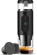 HURRISE Portable Electric Coffee Maker Travel Portable Espresso Machine 12V Car Coffee Maker Camp Coffee Maker for NS Capsules Hiking Office (Black)