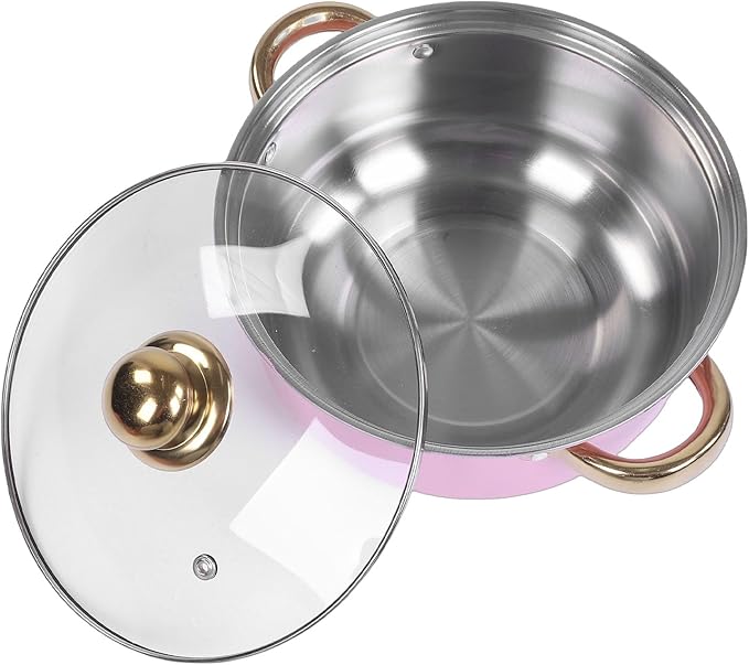 Haofy Stainless steel pot set 5pcs stainless steel cookware pots with lids dual handles for even heat distribution compact capacity for kitchen cooking travel and outdoor dining