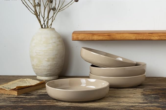 Famiware Milkyway Plates and Bowls Set For 4 16-Piece Dinnerware Sets Cinnamon Brown