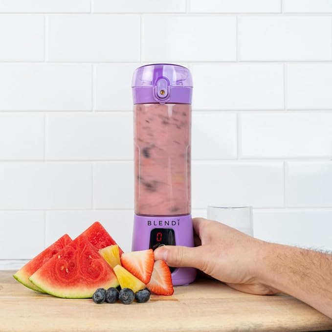 BLENDi Pro+ Portable Blender (17.5oz Purple) – Powerful Ice Crushing 120W Motor USB-C Rechargeable Cordless Personal Blender Smoothies Shakes &amp More – BPA-Free Self-Cleaning Travel-Friendly
