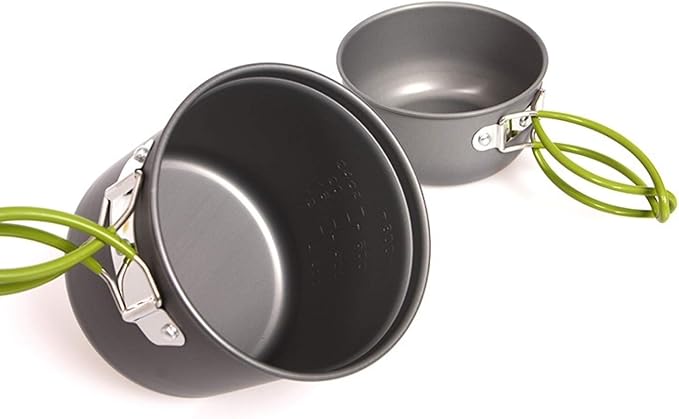 Outdoor Hiking Camping 1-2 Person Travel Cookwear Set with Handgrip Tableware Picnic Tableware Pots Cookware Set Cookware Picnic Boiler Cookware