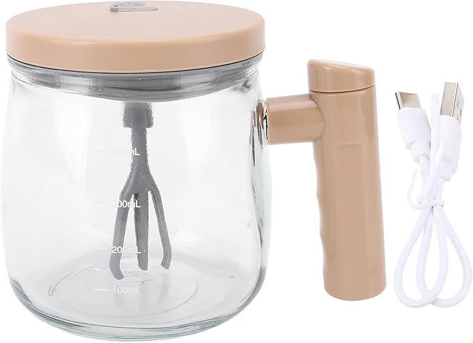Electric Self Stirring Mug 400ml Lightweight Glass Automatic Stirring Coffee Mug Self Mixing with Removable Rod and Lid Handle for Home Office Use