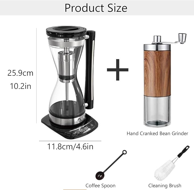 Electric Syphon Coffee Maker Glass Vacuum Siphon Pot with Separate Base 240ml Intelligent Heat Preservation Coffee Pot for Home Offices 30 Minute Keep Warm(240ml Black)