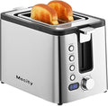 Mecity Toaster 2 Slice Stainless Steel Body Timer Bagel Defrost Reheat Cancel Functions Warming Rack Removable Tray 6 Browning Settings Extra Wide Slots Bread Toaster 800W
