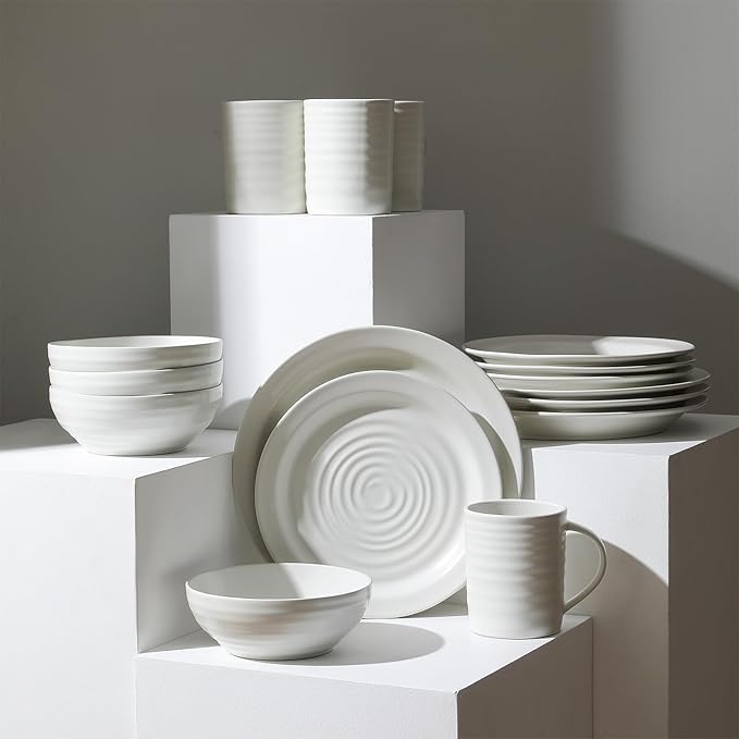 Stone Lain Orbit 24-Piece Dinnerware Set Stoneware White