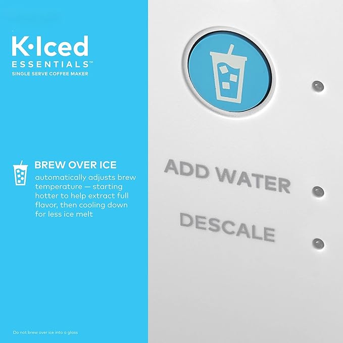 KeurigK K-Iced Essentials Coffee Maker Iced and Hot Single-Serve KCup Pod Brewer with Removable Reservoir and Auto-Off Energy Efficient Includes K Iced Tumbler Compact White
