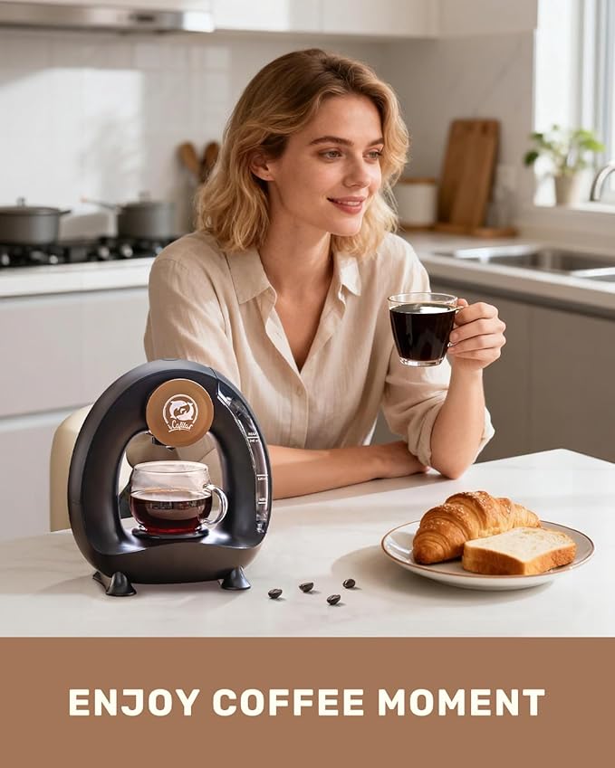 2-in-1 Coffee Maker Fast Brew in 1.5mins Single Serve Coffee Machine Compatible with K-Cup Pods &amp Ground Coffee 1400W with 20s Preheat Compact for HomeSmall PlaceOffice &amp RV 8ozBlack