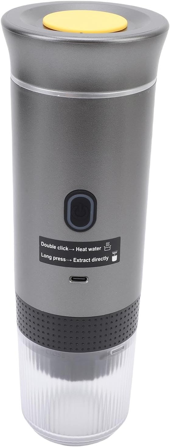 AUNMAS Automatic Portable Coffee Maker Electric Machine Mini Travel Coffee Maker with USB C Charging 20 Bar Pressure for Camping RV Office Travel (gray)