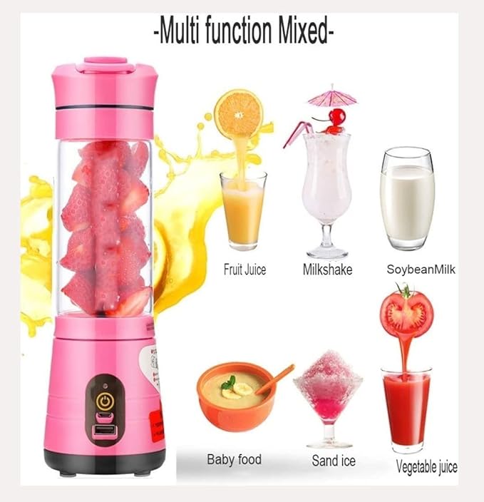 Portable Blender for Shakes and Smoothies Personal Size Blender with USB Rechargeable Mini Portable Blender Cup for Travel Sports Kitchen Gym (Color : Blue)