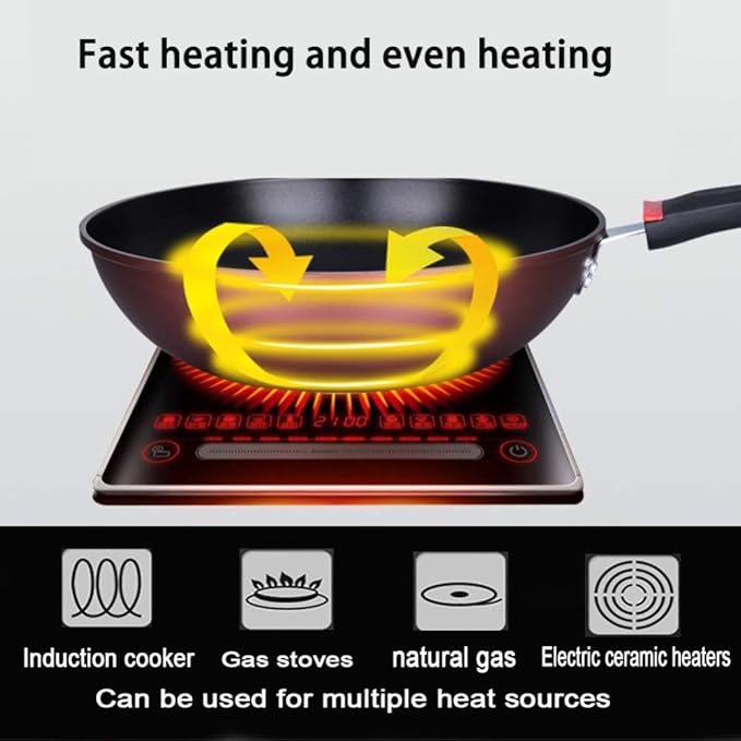 3-Piece Cookware with Glass LidFrying PanCookwareWokSturdy HandleNon StickPansuitable for Multiple Heat Sources Including Cooker Easy to Clean Pans