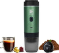 Portable Electric Espresso Machine Car Coffee Maker for Travel Camping Battery Powered Coffee Brewer Compatible with Ground Coffee &amp NS Capsules Green