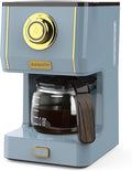 Amaste Coffee Maker 5 Cup Coffee Pot with Three Brewing Modes Retro Coffee Maker with Glass Carafe &amp Reusable Coffee Filter Drip Coffee Maker Ideal for Home or Office Warming Plate Ash Blue