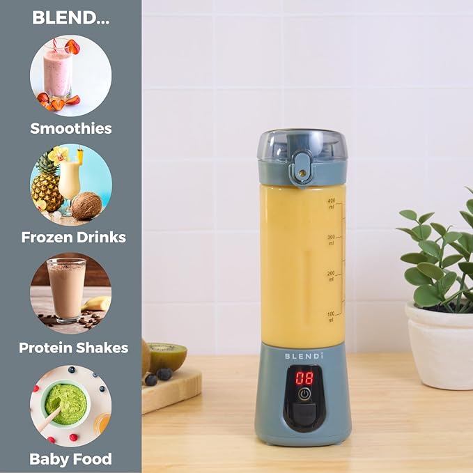 BLENDi Pro+ Portable Blender (New 2025 Model 17.5oz Gray) – Upgraded Ice Crushing 120W Motor USB-C Rechargeable Cordless Personal Blender for Smoothies &amp Shakes – BPA-FreeTravel-Friendly