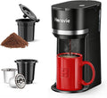 Mini Single Serve Coffee Maker for K Cup and Ground Coffee Fast Brew One Cup Coffee Machine with Descaling Reminder and Water Window 6 to 12 oz. Brew Sizes Black