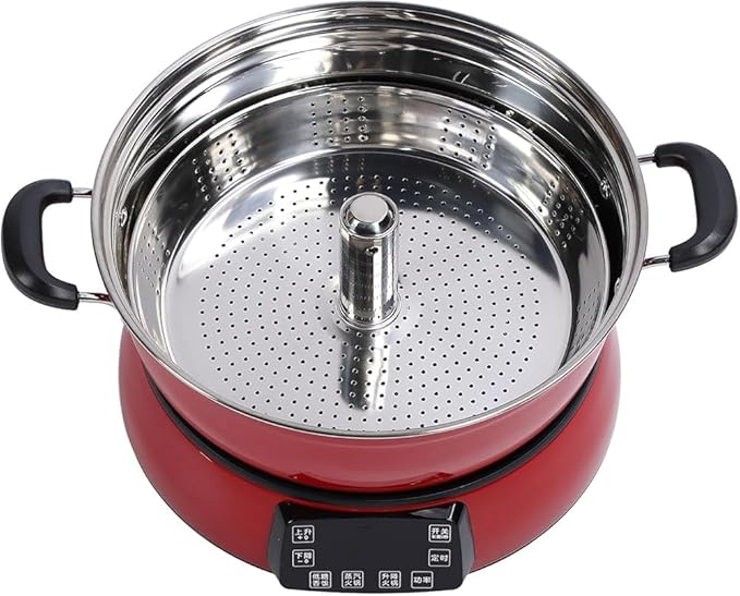 6L Large Capacity Rice Cooker – Electric Hot Pot with Lifting Fast Cooking Function Suitable for Steaming Rice Eggs &amp Hot Pot Use(Color:Red)