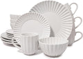 16 Piece Dinnerware Set Aruba (White Sand Dollar) Plates Bowls and Mugs Set for 4