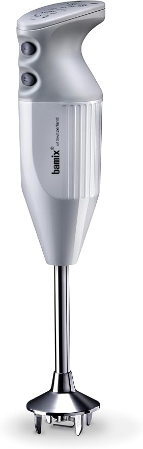 bamix Made in Switzerland M200 PRIME - 2-speed Immersion Hand Blender 200W 120V 60Hz - Light Grey - Includes 3 Stainless Steel Blades – Aerating Blending and Chopping Blades