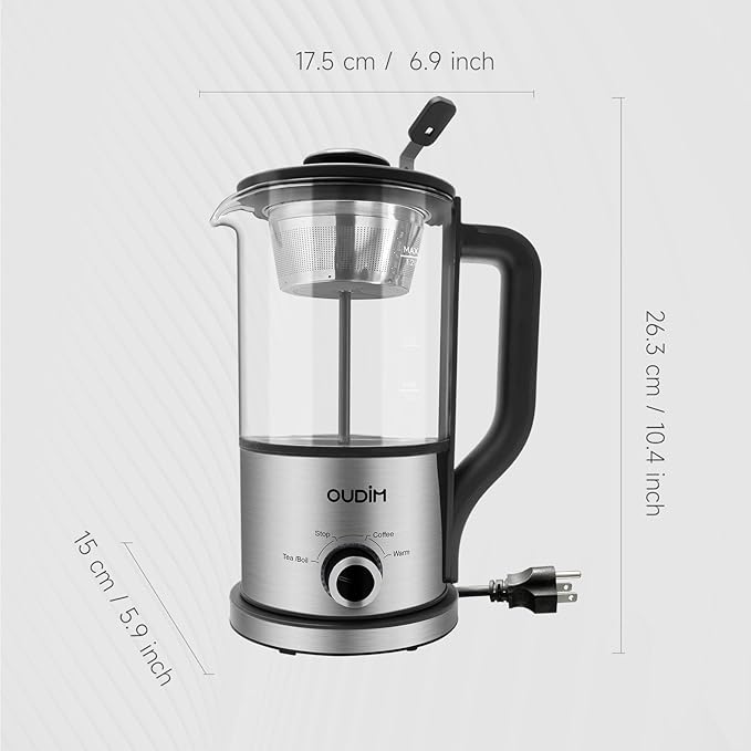 Drip Electric Coffee Maker Electric Kettle Watering Extracts 600 Watts 1.2L BPA-free Tea Free Kettle Coffee Press Glass and Stainless Steel Coffee Maker Tea Kettle