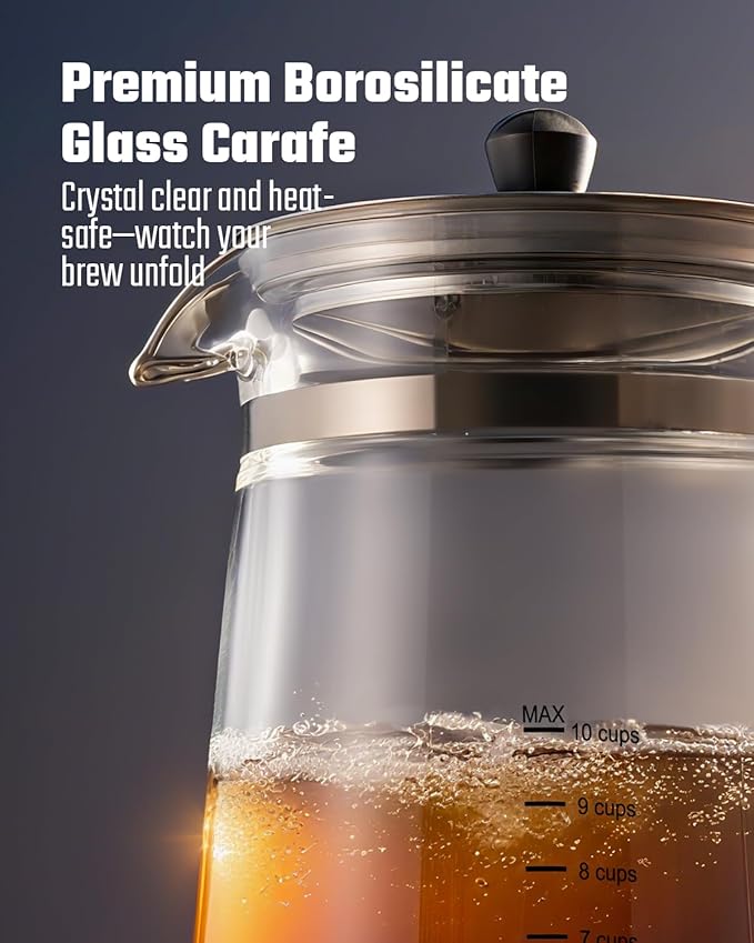 Percolator Coffee Pot Electric Coffee Maker 10-Cup Coffee Percolator with Auto Keep Warm Stainless Steel Basket Borosilicate Glass Cool-Touch Handle