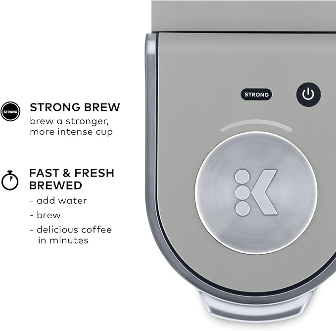 Keurig K-Mini Plus Single Serve K-Cup Pod Coffee Maker with 6 to 12oz Brew Size Stores up to 9 K-Cup Pods Travel Mug Friendly Studio Gray