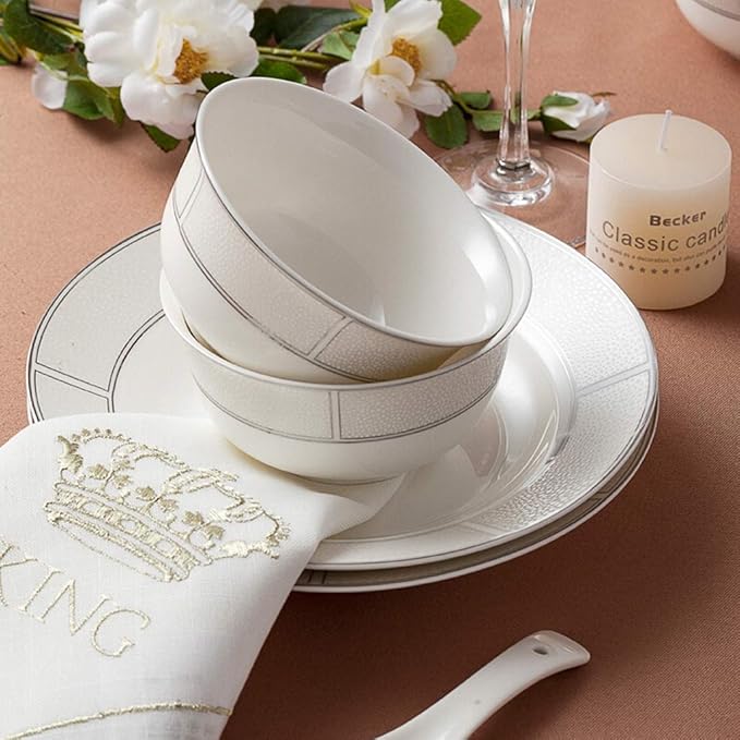 Ceramics Dinnerware Set with 46 PiecesBowl/Dish/Soup Pot/Spoon|Dinner SetsMinimalist Style Porcelain Combination Set