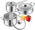 Aufranc Stainless Steel pots and pans set 6 Piece Nonstick Kitchen Induction Cookware SetWorks with Induction/Electric and Gas Cooktops Nonstick Dishwasher