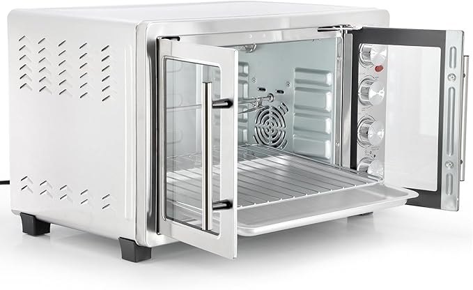 47.6 Quart French Door Countertop Convection Oven with Rotisserie Stainless Steel Toaster Oven with Timer Bake Tray and Accessories