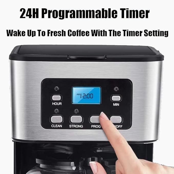 Espresso Machine Drip Coffee Maker 12-Cup Thermal Programmable Coffee Maker 950w Making Tea Drip Coffee Maker With Glass Carafe Warm Preservation Touch Screen Easy To Use